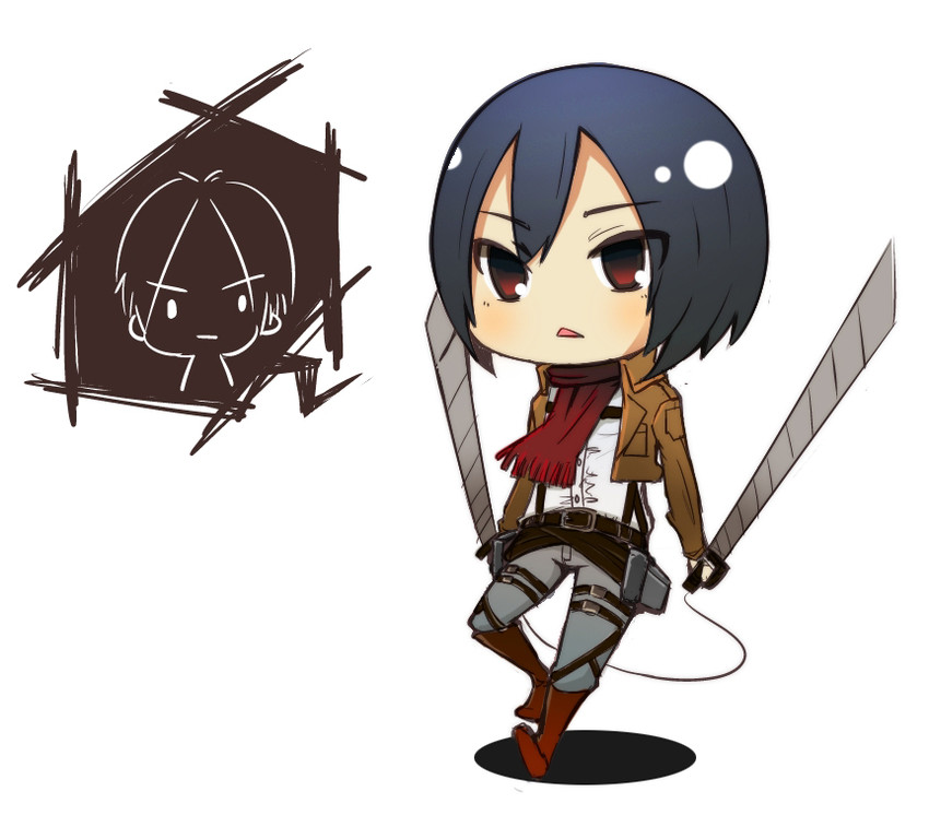 mikasa ackerman and eren yeager (shingeki no kyojin) drawn by reikoitou