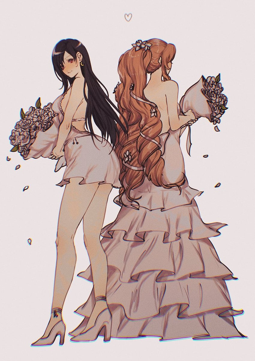 tifa lockhart and aerith gainsborough (final fantasy and 2 more) drawn by sera_(serappi)