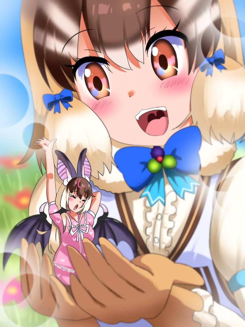 brown long-eared bat and siberian chipmunk (kemono friends and 1 more) drawn by 3abw2