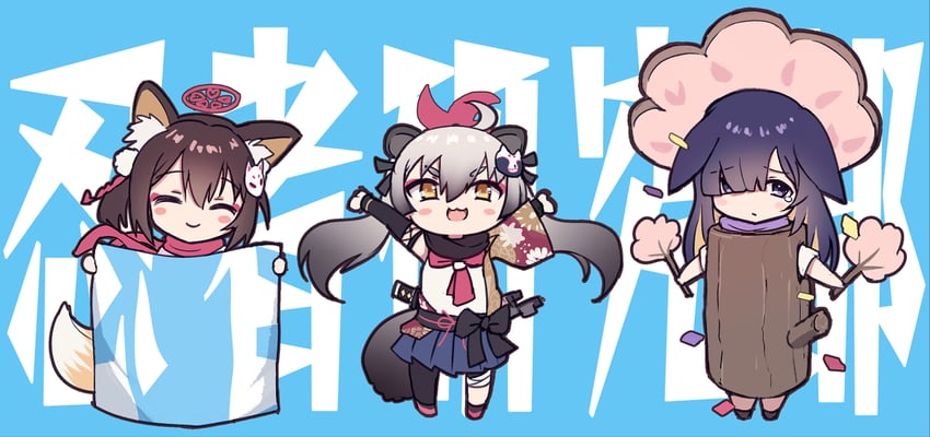 izuna, michiru, and tsukuyo (blue archive) drawn by fal_(fal-se-0)