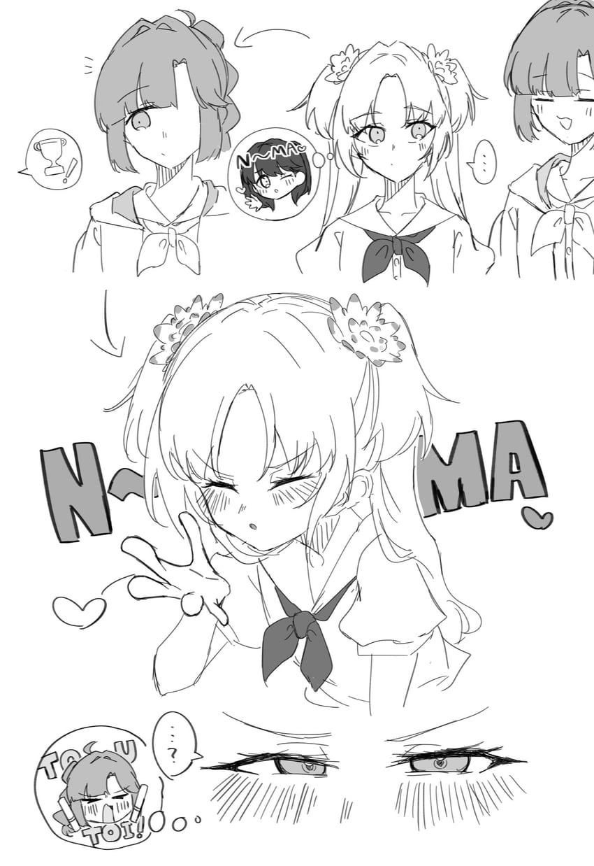 fujishima megumi, osawa rurino, and anyoji hime (love live! and 1 more) drawn by othiwo