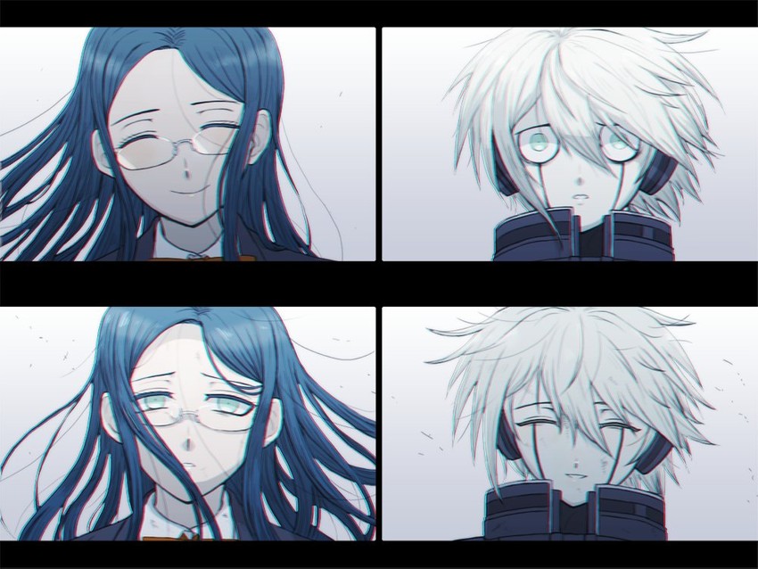 k1-b0 and shirogane tsumugi (danganronpa and 1 more) drawn by gohan_(8823cobalt)