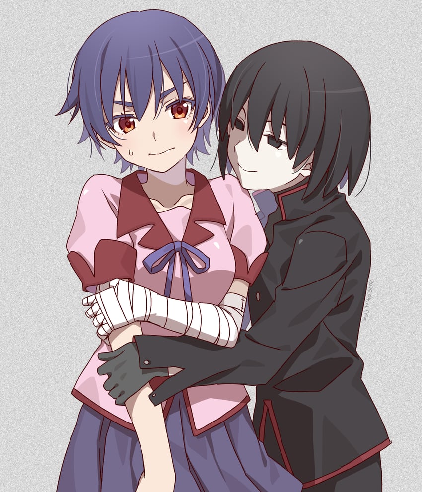 oshino ougi and kanbaru suruga (monogatari) drawn by manimani_(mani_ma)