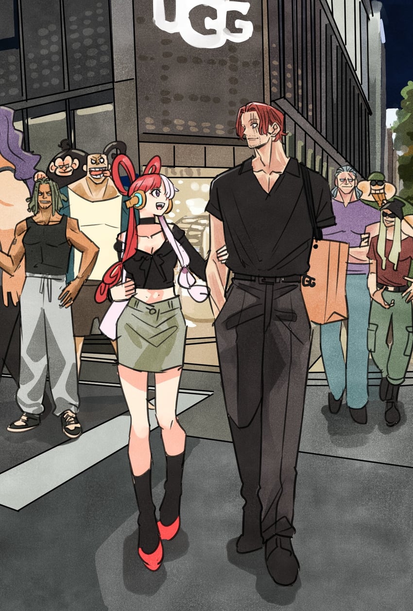 uta, shanks, benn beckman, yasopp, lucky roux, and 4 more (one piece) drawn by takeuchi_ryousuke