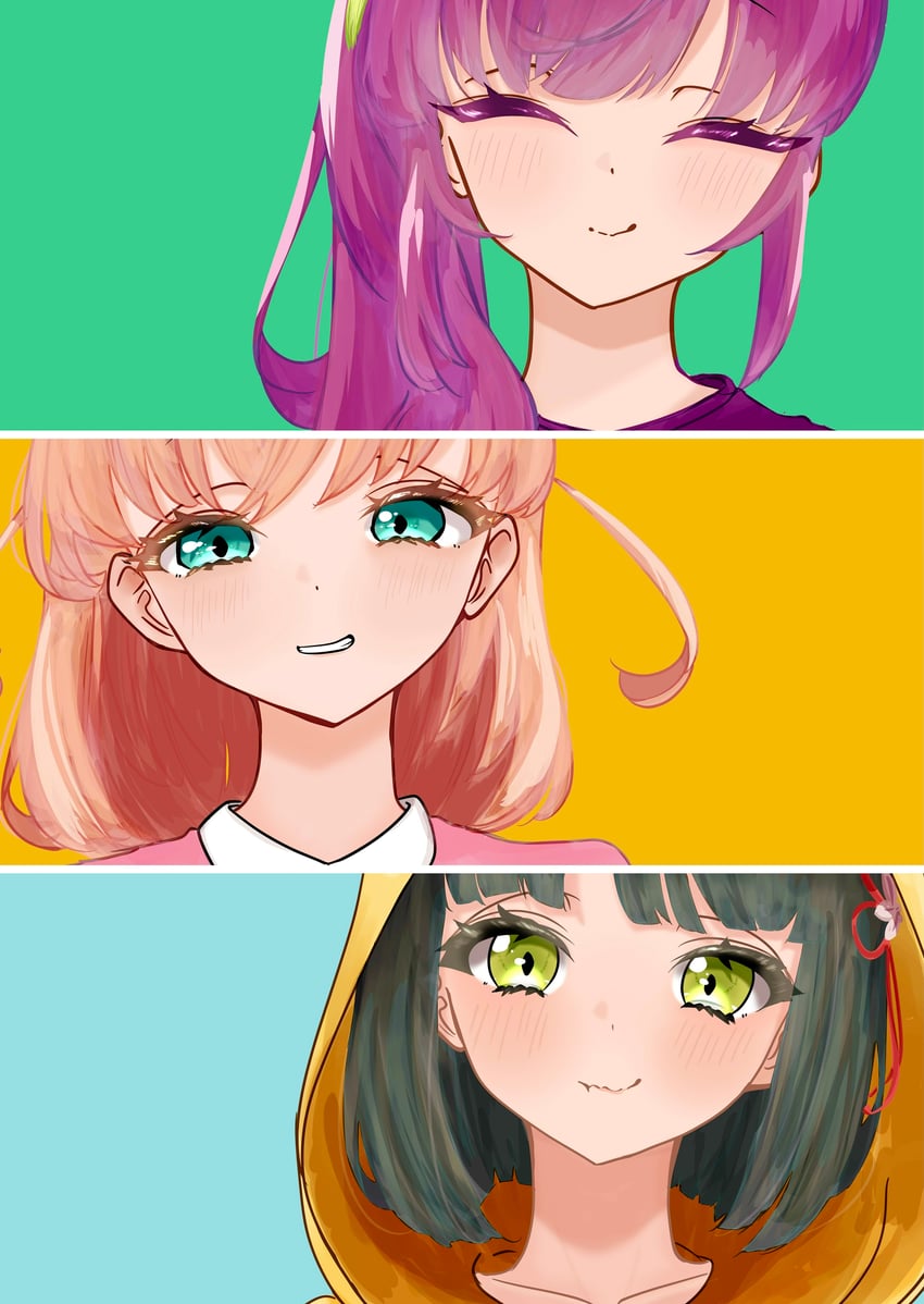 hinoshita kaho, otomune kozue, and momose ginko (love live! and 1 more) drawn by rere_88rere