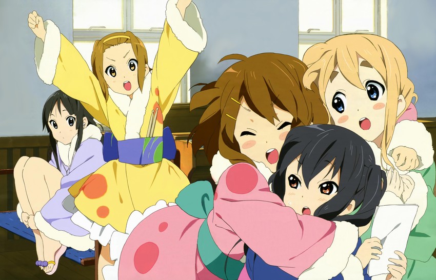 akiyama mio, nakano azusa, hirasawa yui, tainaka ritsu, and kotobuki tsumugi (k-on!) drawn by horiguchi_yukiko