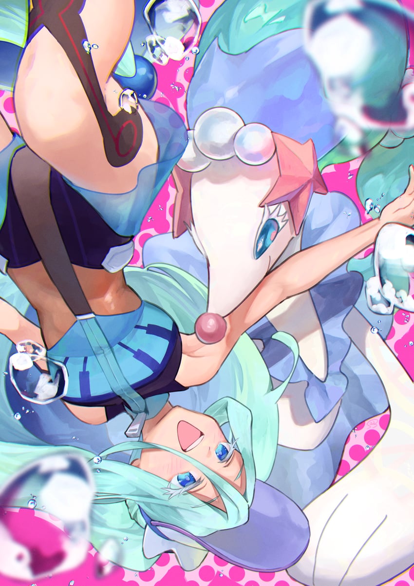 hatsune miku, primarina, and water miku (pokemon and 2 more) drawn by bossan_3310