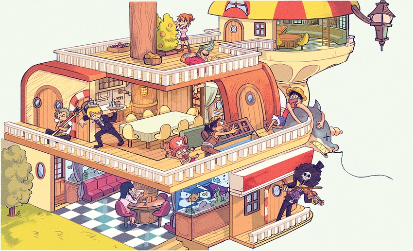 nami, monkey d. luffy, nico robin, roronoa zoro, sanji, and 5 more (one piece) drawn by sydsir