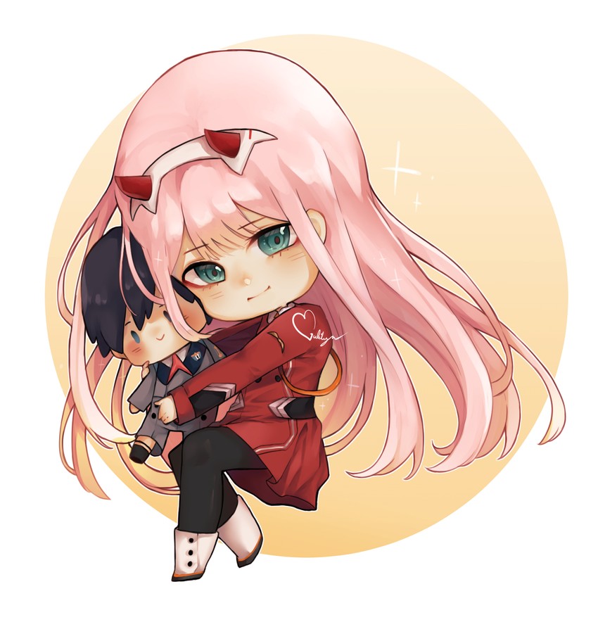 zero two and hiro (darling in the franxx) drawn by julilyn