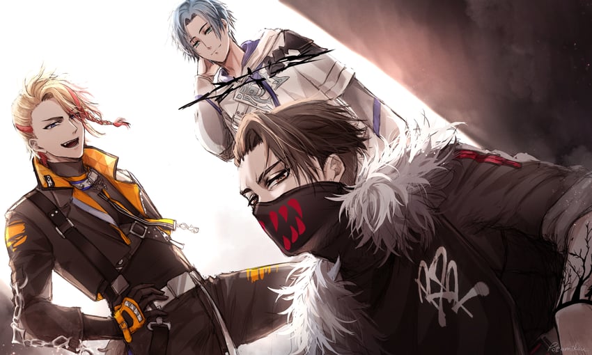 regis altare, axel syrios, and rpr (indie virtual youtuber and 2 more) drawn by potamikouu