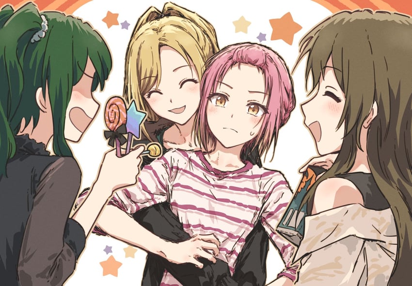 yamate kyouko, inuyose shinobu, shimizu esora, and sasago jennifer yuka (d4dj) drawn by bullfalk