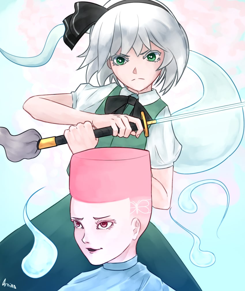 konpaku youmu and saigyouji yuyuko (touhou and 1 more) drawn by 4rdilla