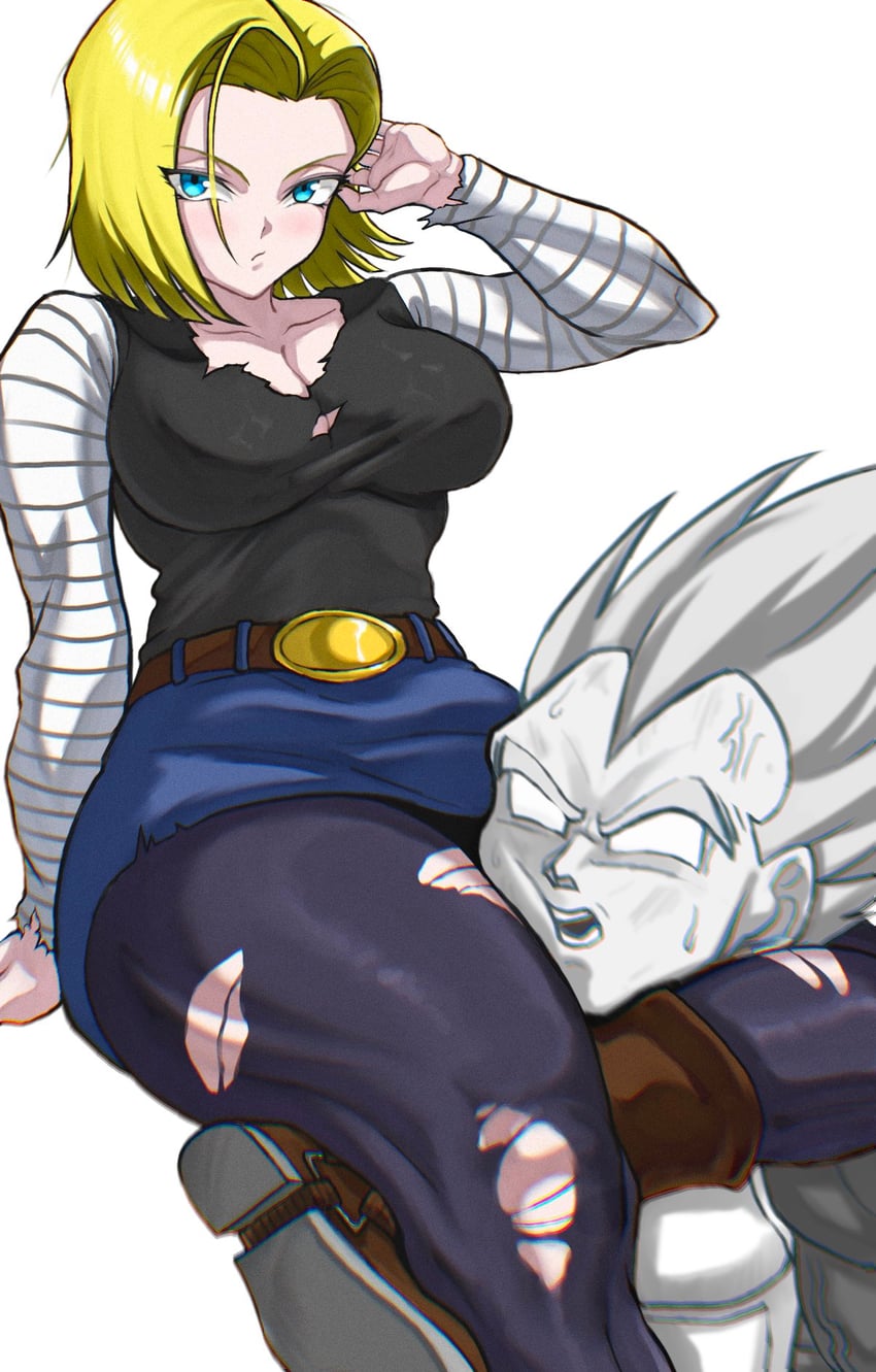 vegeta and android 18 (dragon ball and 1 more) drawn by takundraws