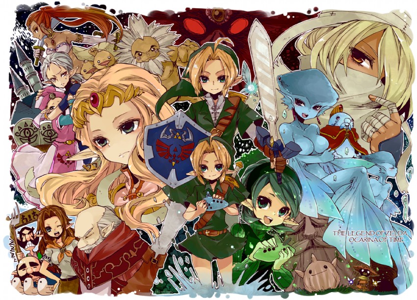 link, princess zelda, young link, sheik, navi, and 16 more (the legend of zelda and 2 more) drawn by sayu030b