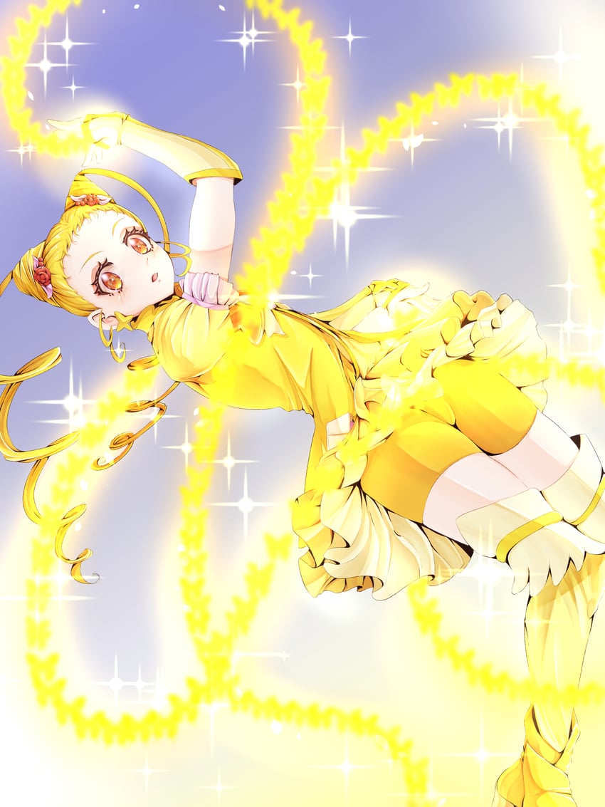 kasugano urara and cure lemonade (precure and 2 more) drawn by haruto_(1214_haruto)
