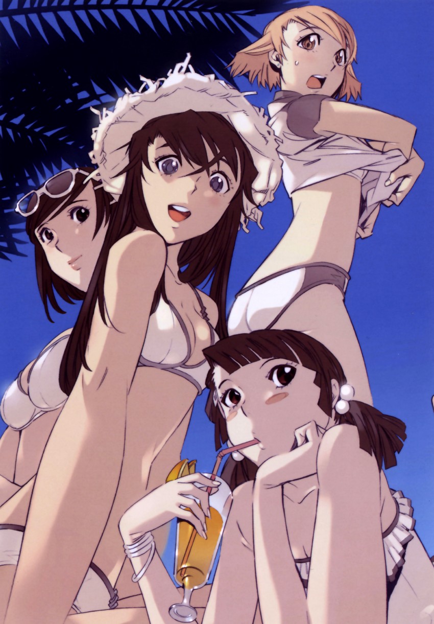 kizaki emi, yamashita satoru, niiyama risako, and endou izuna (kurogane no linebarrel) drawn by shimizu_eiichi and shimoguchi_tomohiro