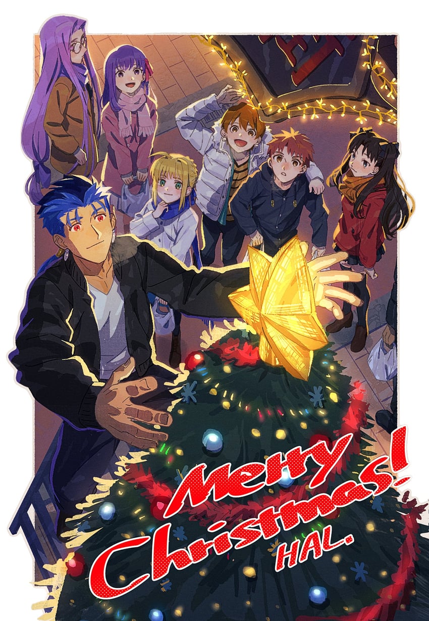 artoria pendragon, saber, tohsaka rin, emiya shirou, matou sakura, and 3 more (fate and 1 more) drawn by hal_(haaaalhal)