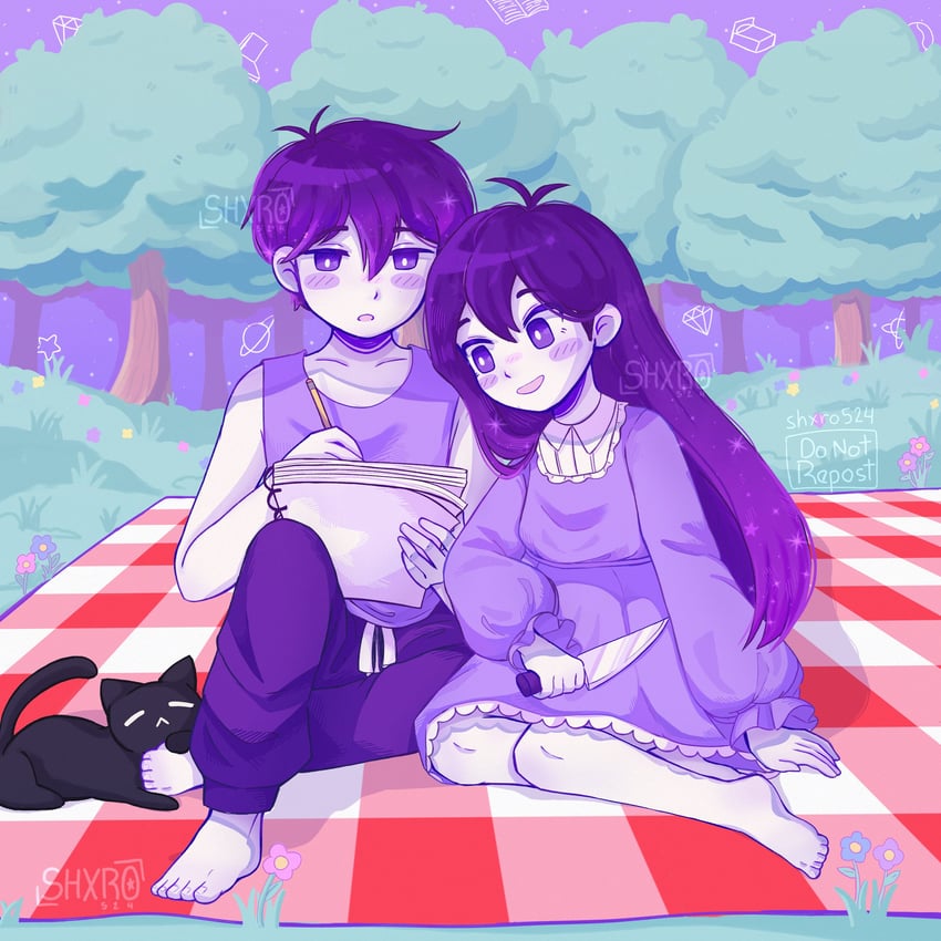 omori, mari, and mewo (omori) drawn by shxro524