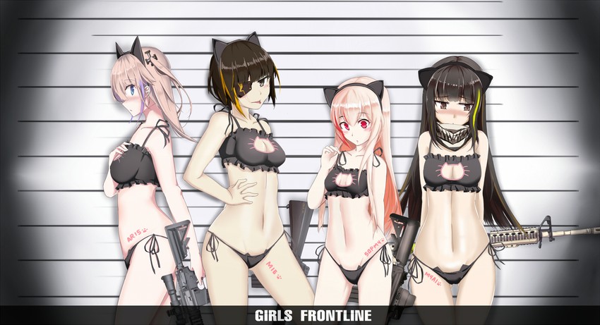 m16a1, m4a1, m4 sopmod ii, and st ar-15 (girls' frontline) drawn by mag_(mag42)