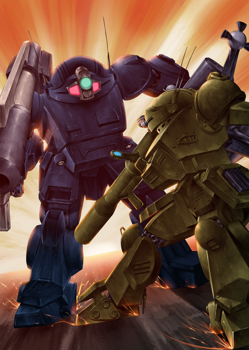 strikedog and scopedog ii (soukou kihei votoms) drawn by henshako