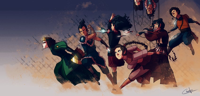 asami sato, ty lee, sokka, mai, suki, and 3 more (avatar legends and 2 more) drawn by ctreuselex