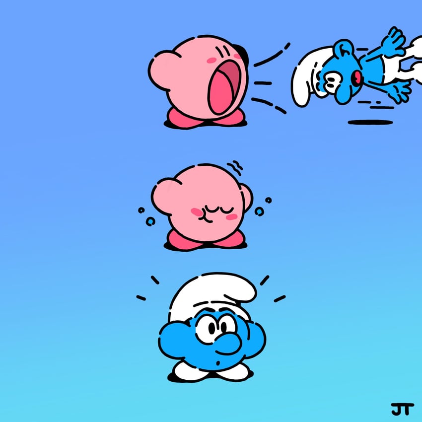 kirby and smurf (kirby and 1 more) drawn by james_turner