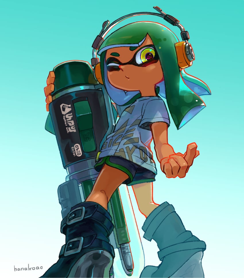 inkling player character and inkling girl (splatoon) drawn by hanako515_ika