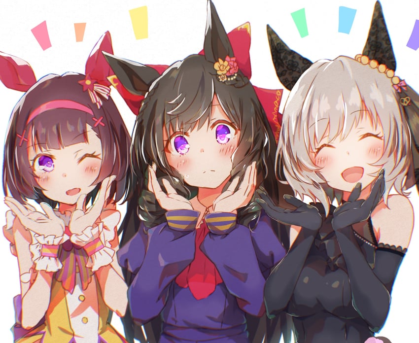 nishino flower, daiichi ruby, and curren chan (umamusume) drawn by rinrin_(927413)