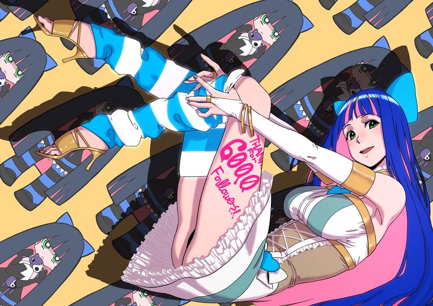 stocking and honekoneko (panty & stocking with garterbelt) drawn by aduti_momoyama