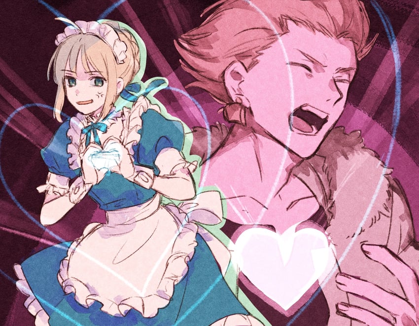artoria pendragon, saber, and gilgamesh (fate and 4 more) drawn by machi_(uqyjee)