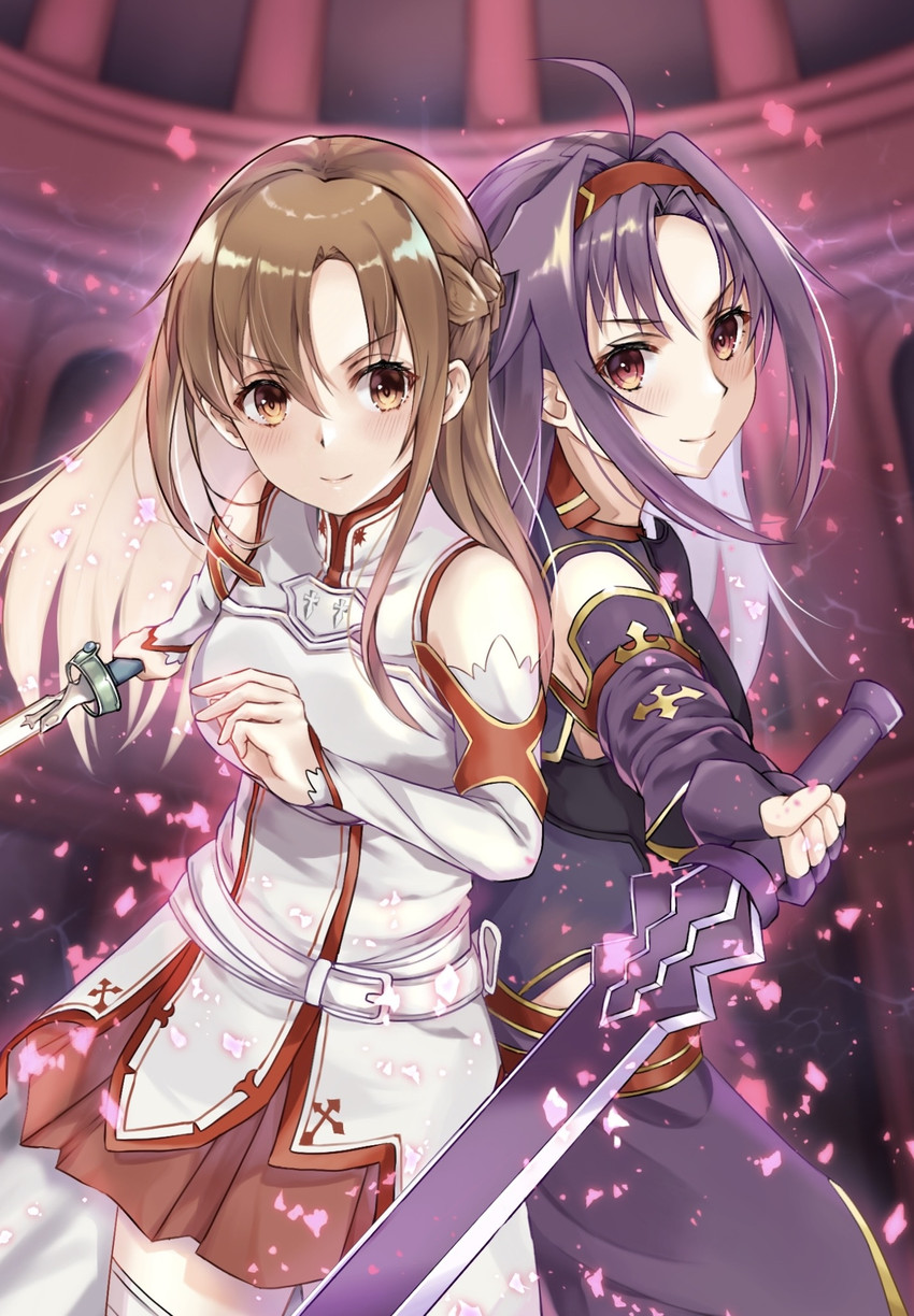 asuna and yuuki (sword art online and 1 more) drawn by ke_ruzu_paint