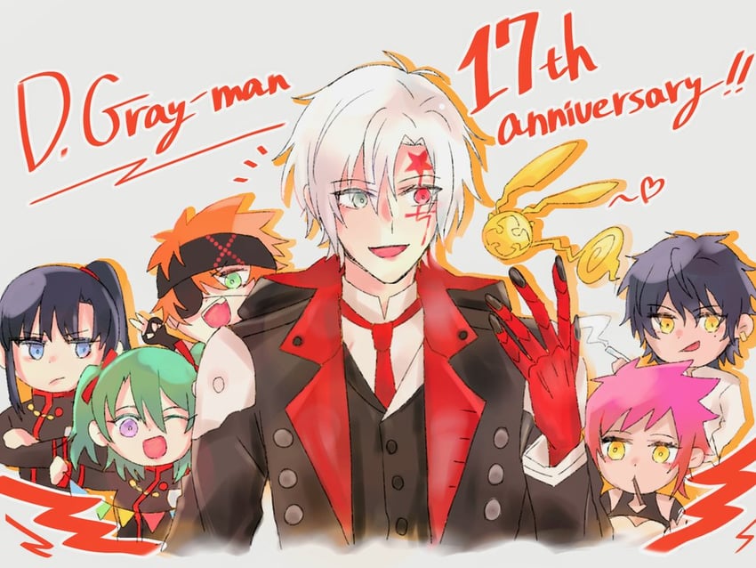 lenalee lee, allen walker, kanda yuu, lavi, timcanpy, and 2 more (d.gray-man) drawn by raia_(pomq_1357)