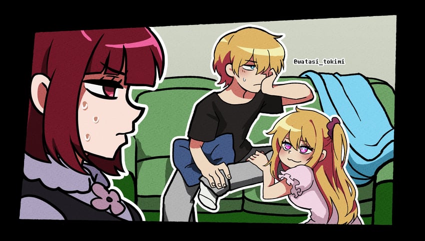 arima kana, hoshino ruby, and hoshino aquamarine (oshi no ko and 1 more) drawn by watasi_tokimi