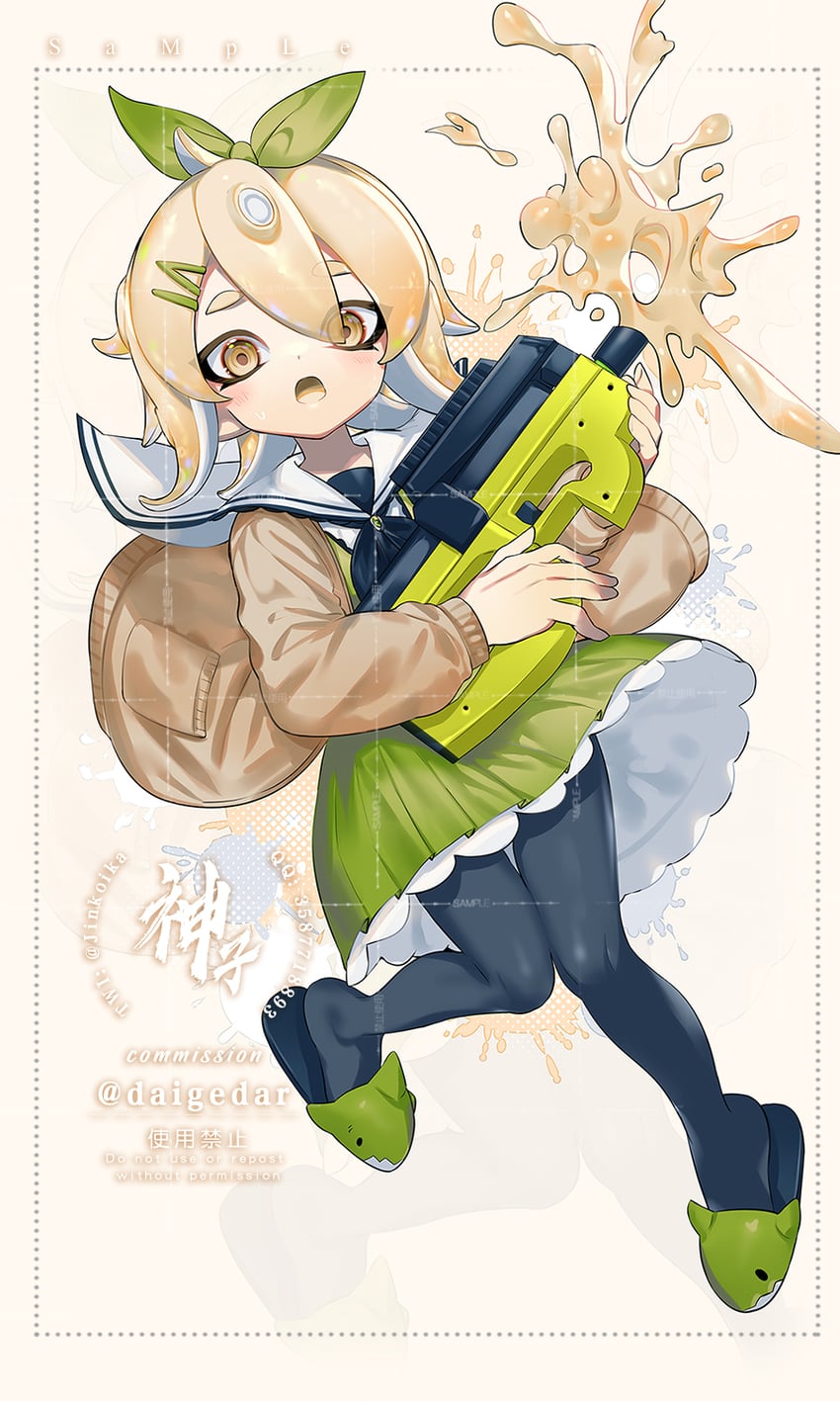 octoling player character and octoling girl (splatoon) drawn by jinkoika