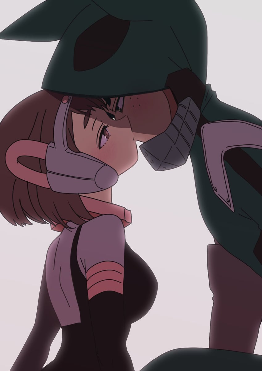 midoriya izuku and uraraka ochaco (boku no hero academia) drawn by saburou_(326xxx1)