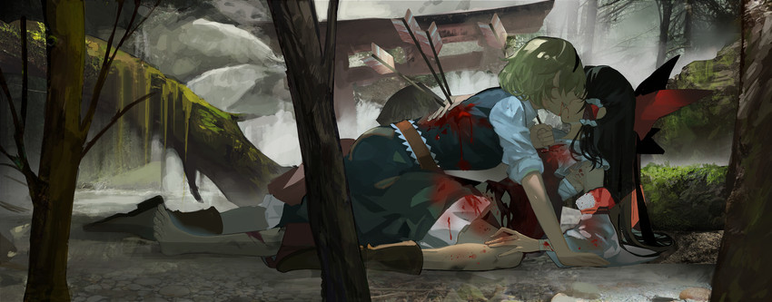 hakurei reimu and alice margatroid (touhou) drawn by kaoru_(alicemakoto)