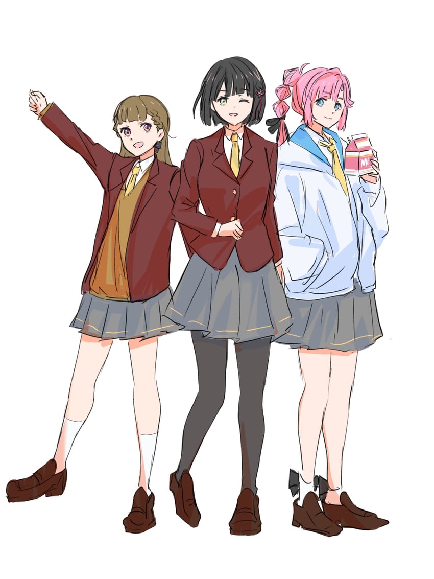 momose ginko, anyoji hime, and kachimachi kosuzu (love live! and 1 more) drawn by muneta_(ntani_2)