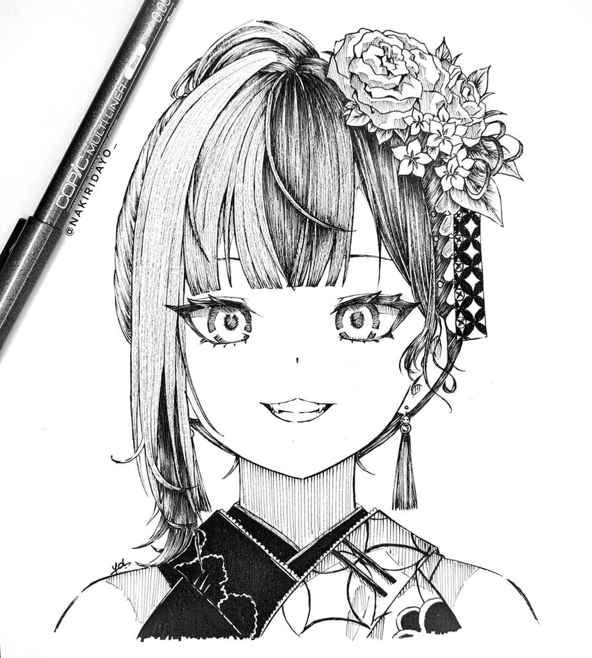 shiori novella (hololive and 1 more) drawn by nakiri_virus