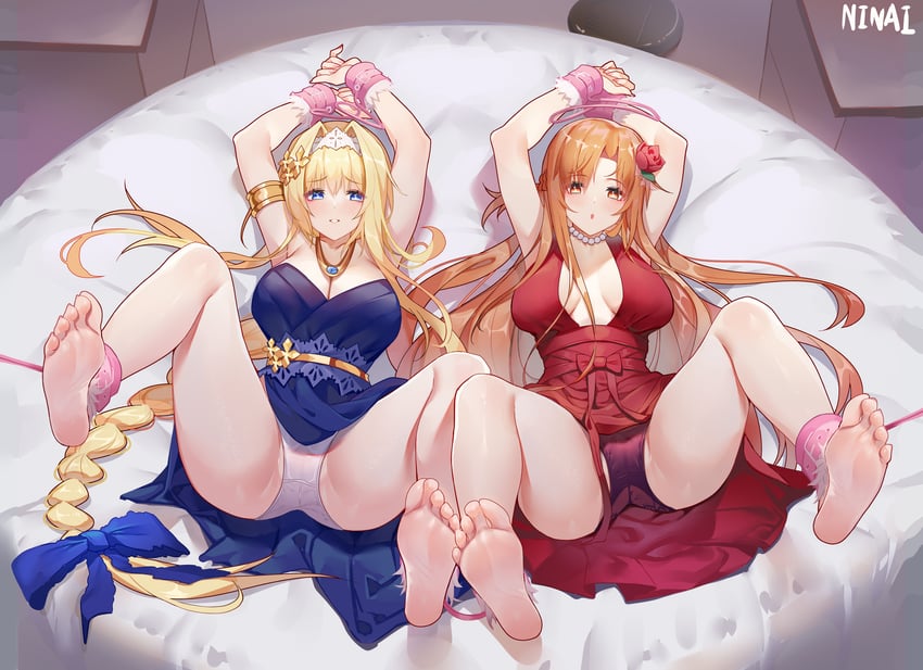 asuna and alice zuberg (sword art online and 1 more) drawn by ninai