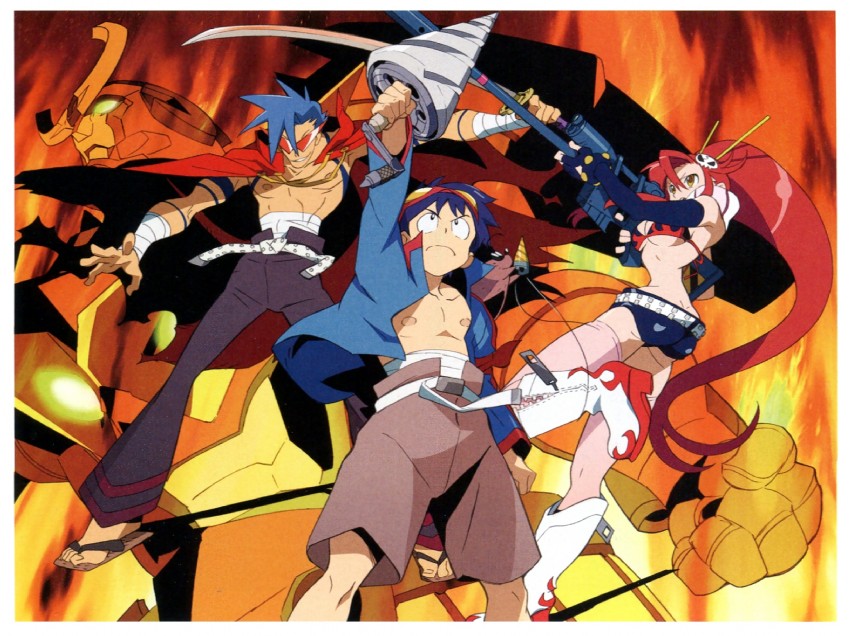 yoko littner, simon, kamina, boota, and gurren-lagann (tengen toppa gurren lagann)