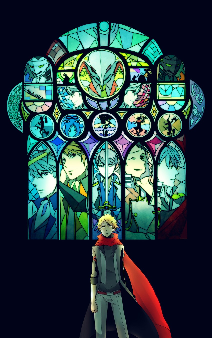 narukami yu, hanamura yousuke, izanagi, izanami, magatsu izanagi, and 1 more (persona and 1 more) drawn by ebippoid