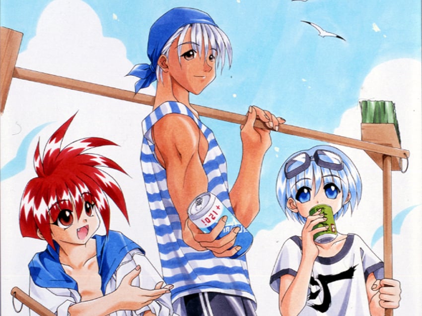 aleph coulson, pete ross, and christpher cross (yuukyuu gensoukyoku) drawn by atelier-moo
