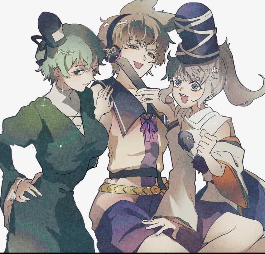 toyosatomimi no miko, mononobe no futo, and soga no tojiko (touhou) drawn by sokura_(mochichitose)