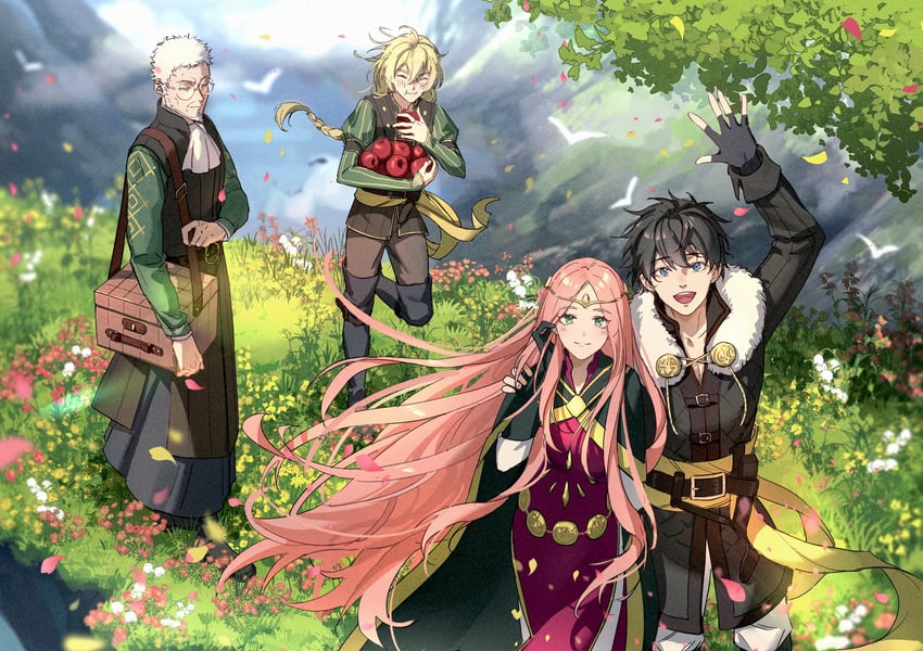 frederica aesfrost, serenoa wolffort, roland glenbrook, and benedict pascal (triangle strategy) drawn by harukatang