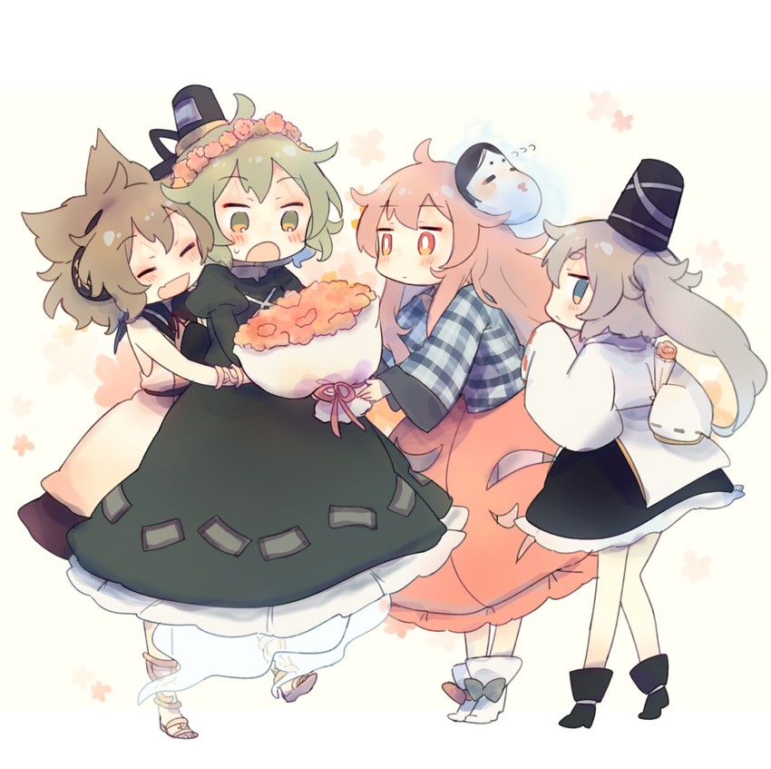 toyosatomimi no miko, mononobe no futo, hata no kokoro, and soga no tojiko (touhou) drawn by ashiyu_(ashu-ashu)