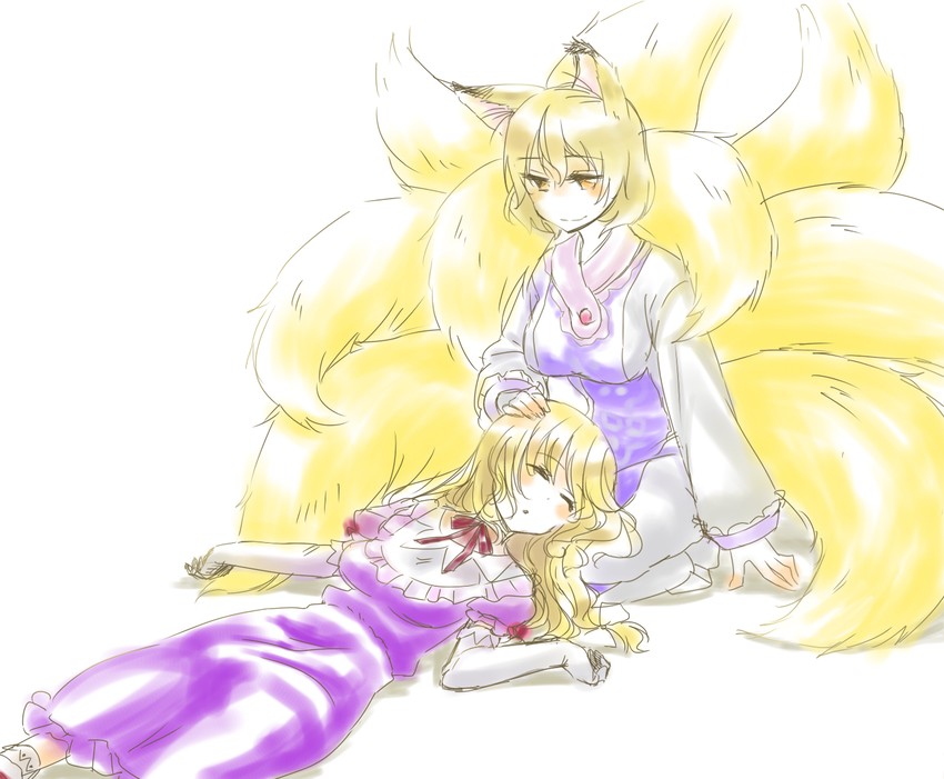 yakumo yukari and yakumo ran (touhou) drawn by shirane_koitsu