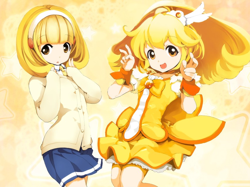kise yayoi and cure peace (precure and 1 more) drawn by nishinogi
