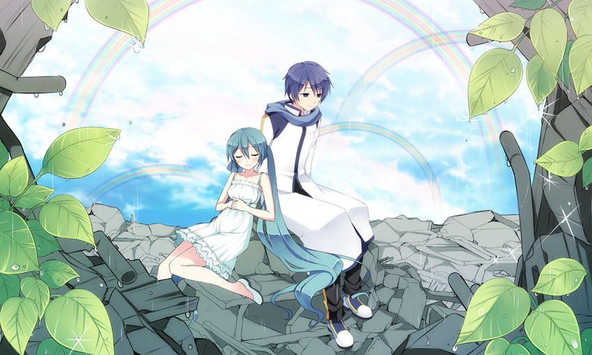 hatsune miku and kaito (vocaloid) drawn by ayamisiro