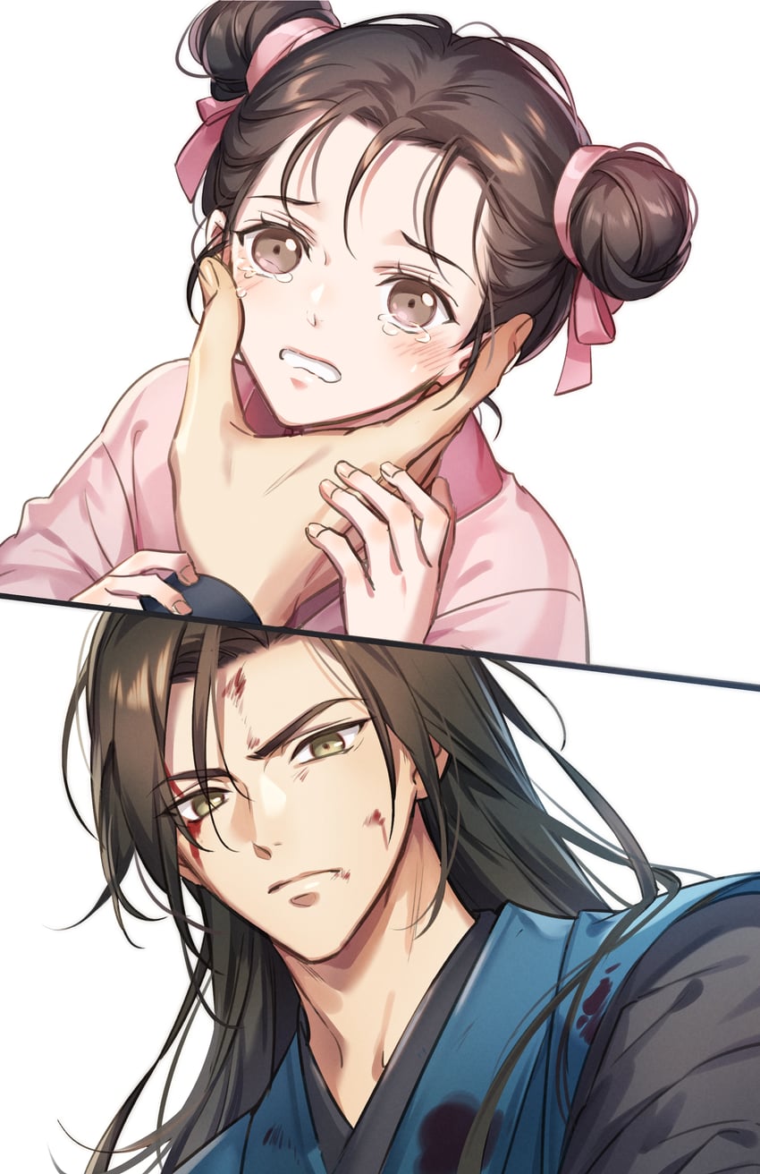 xu shuanglin and luo xianxian (erha he ta de bai mao shizun) drawn by zehel_az