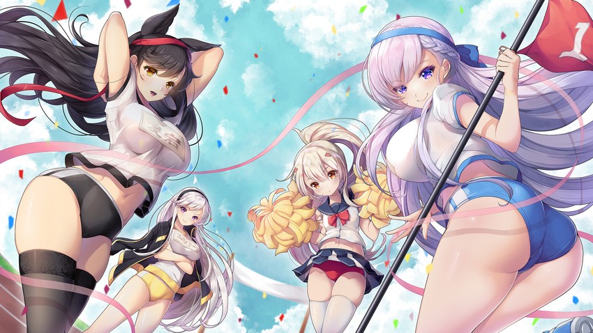 atago, belfast, ayanami, and enterprise (azur lane) drawn by koflif